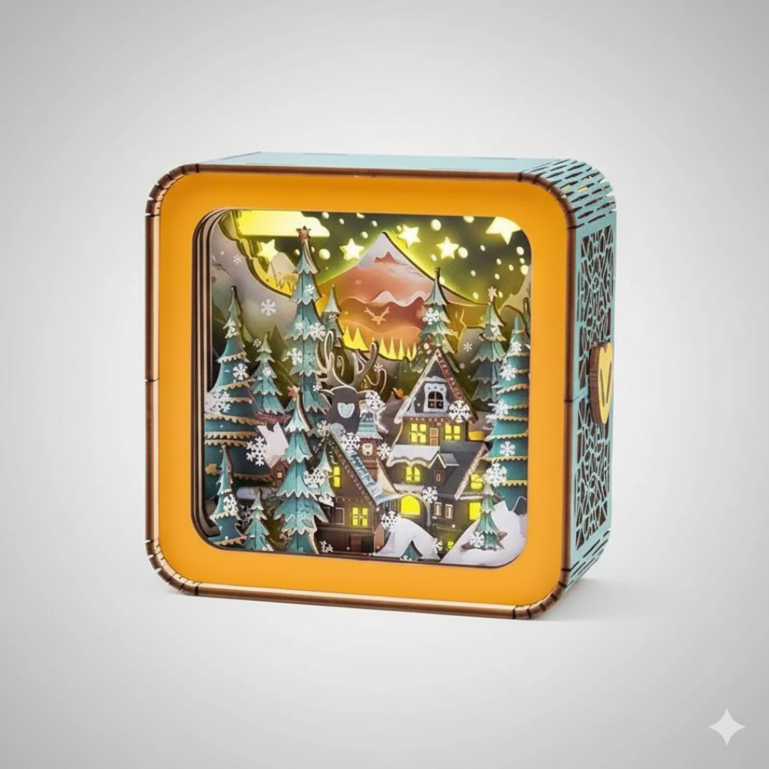 GlowCraft™ – 3D Wooden Christmas Puzzle Lamp