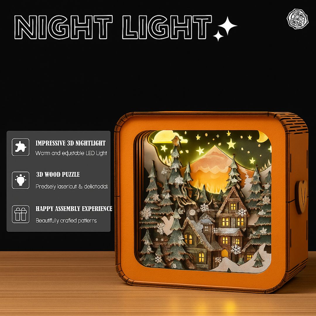 GlowCraft™ – 3D Wooden Christmas Puzzle Lamp